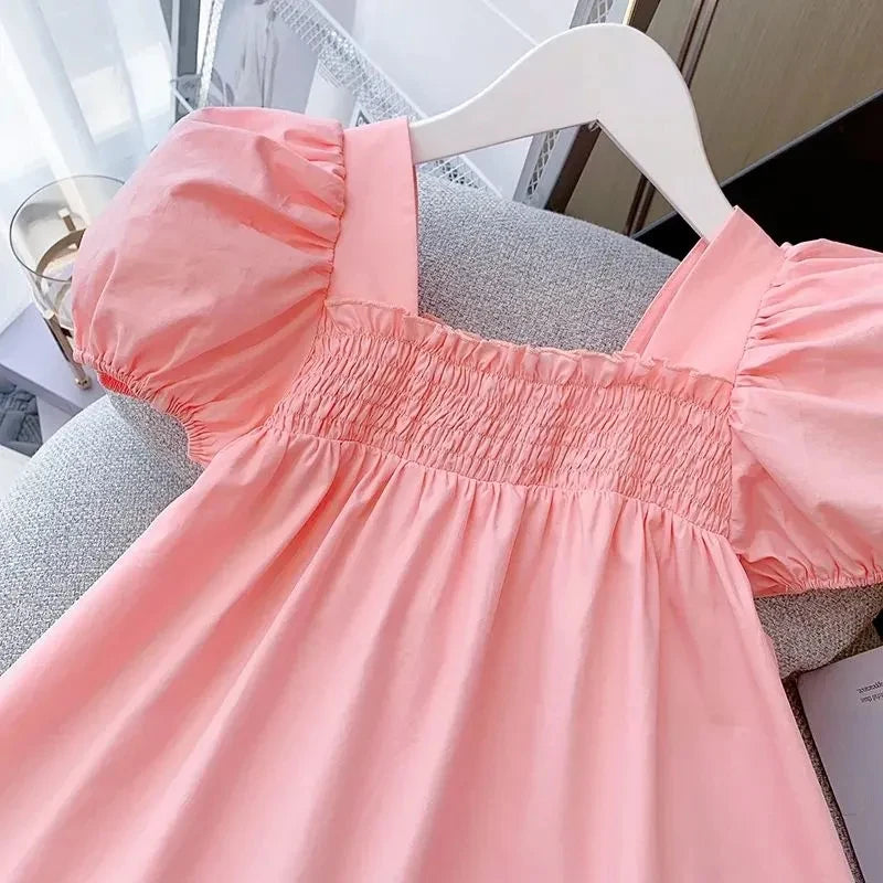 Elegant Puff Sleeves Flowers Dress 1-9 Years Old
