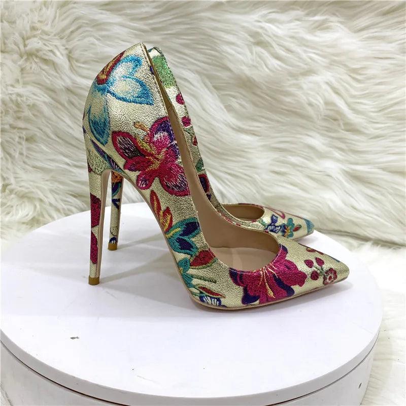 Gold Sheep Pointed Toe Stilettos Banquet Slip-On Shoes