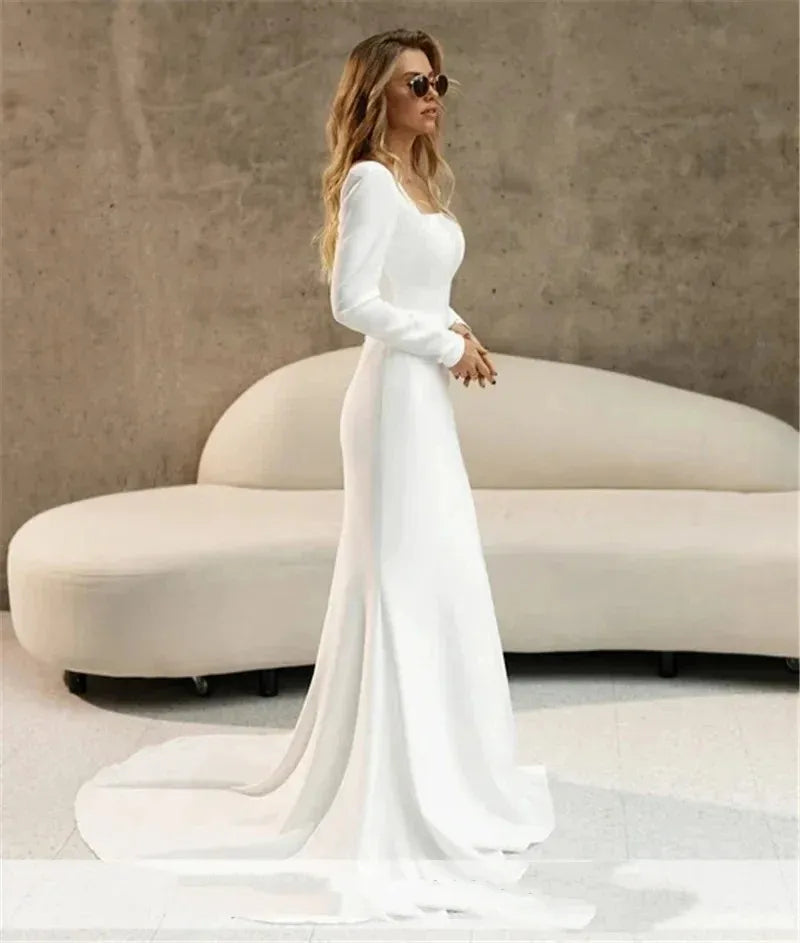 Civil Wedding Dress Long Sleeve