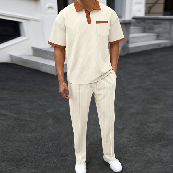 Men's Two-piece Sportswear Short-sleeved T-shirt and Long Pants
