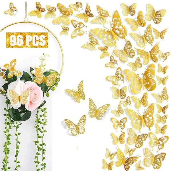 12Pcs Hollow Butterfly Creative Wall Sticker