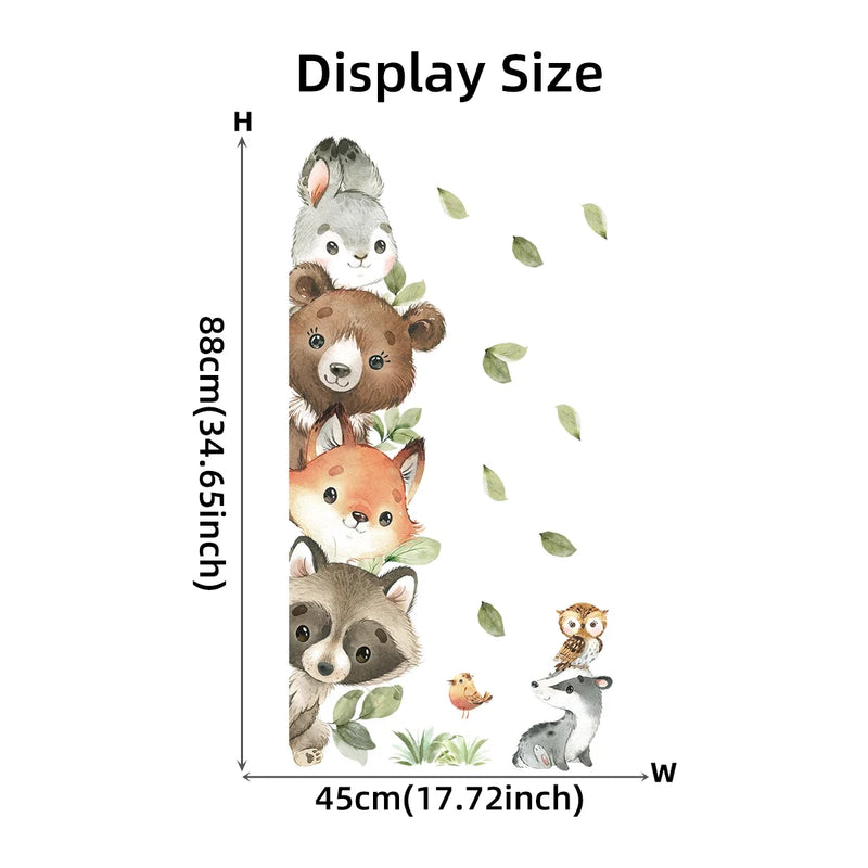 1PC Cute Cartoon Probe Stacked Sitting Small Animal Wall Stickers