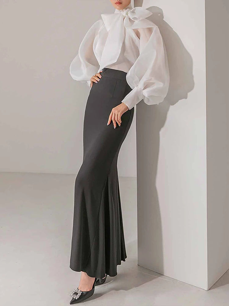 Elegant Long Sleeve Shirt Chiffon