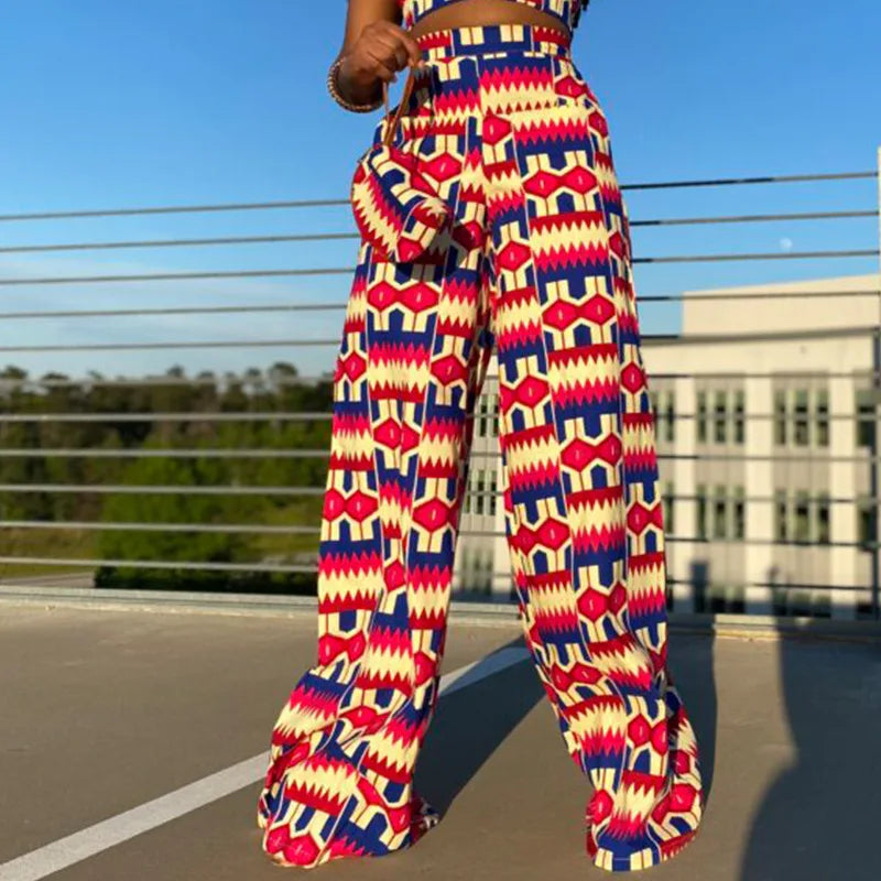 Fall Holiday Boho Waist Wide Leg Pants
