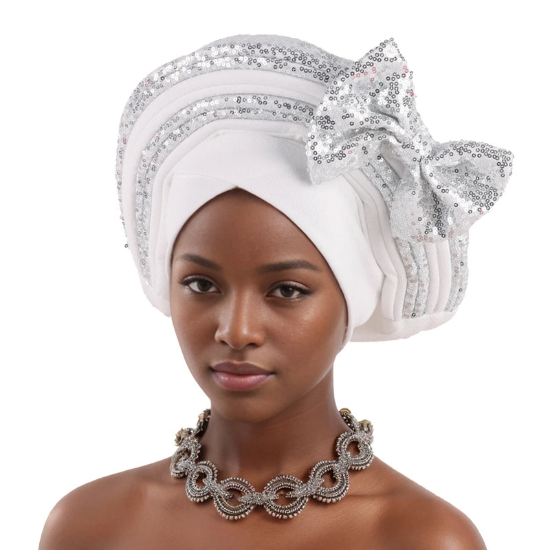 Bowknot Auto Gele Headtie Turban Cap