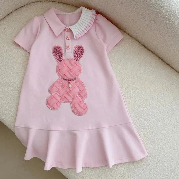Summer Pink Polo Neck Princess Dress