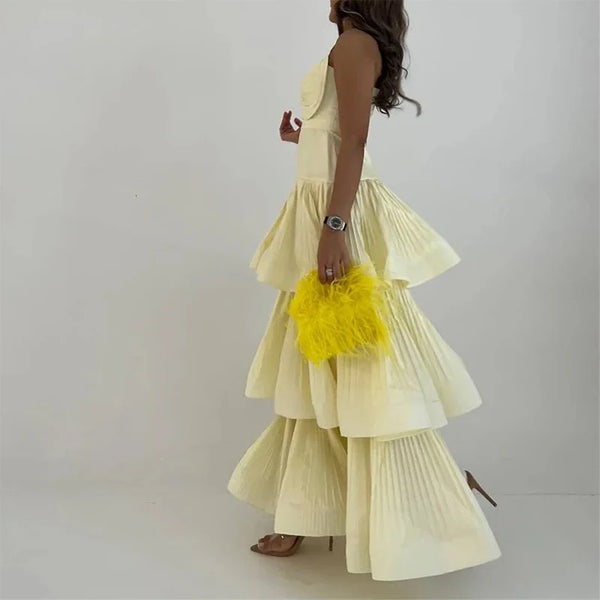 V-Neck Tiered Ruffle Dress