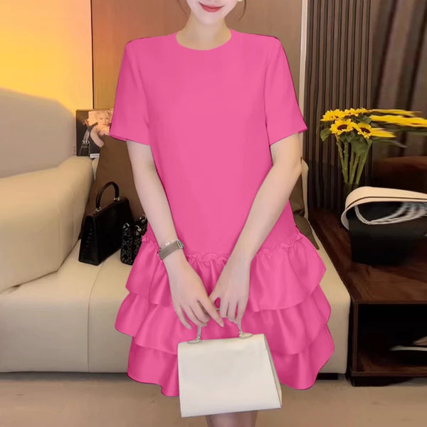 Elegant Ruffles Short Sleeve Vintage Mini Cake Dress