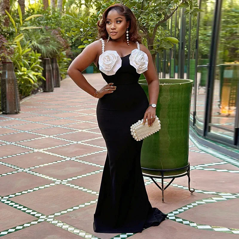 Elegant Sleeveless Black Long Dress