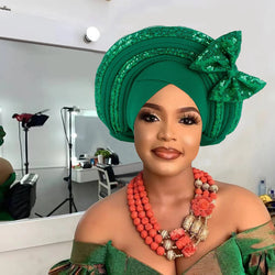 Bowknot Auto Gele Headtie Turban Cap