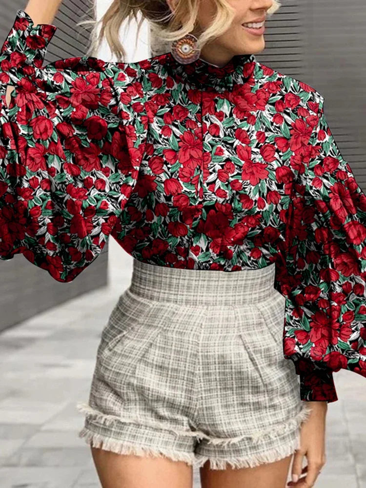 Blouses Tops Elegant Lantern Sleeve Chic