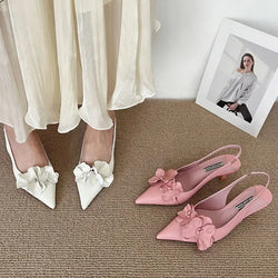 Heels Pointed Toe Slides Slingbacks Flower Shoes