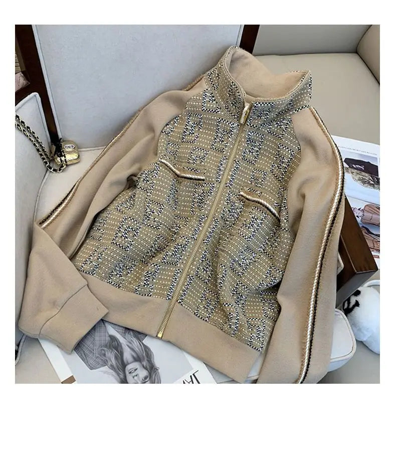 Coat Jacket Zipper + Straight Leg Pants Two Piece Set Sportswear