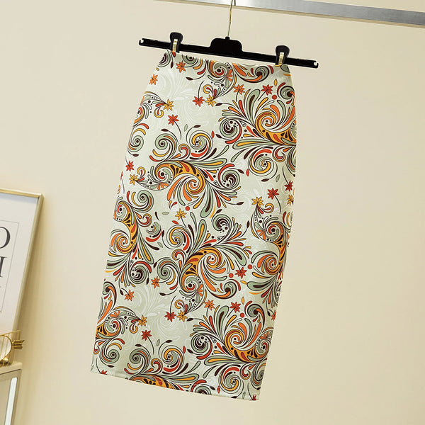 Vintage Flower Print Bodycon Pencil Skirt