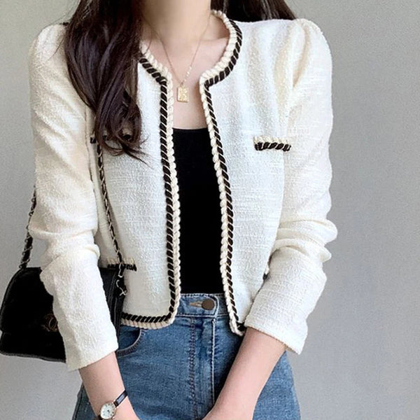 Chic Early Autumn Lace Trim Ort Coat