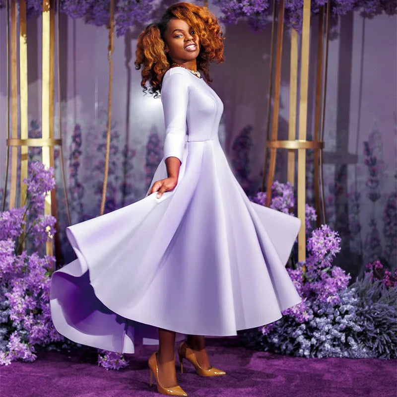 Elegant and Pretty Long Sleeve O-neck Dress