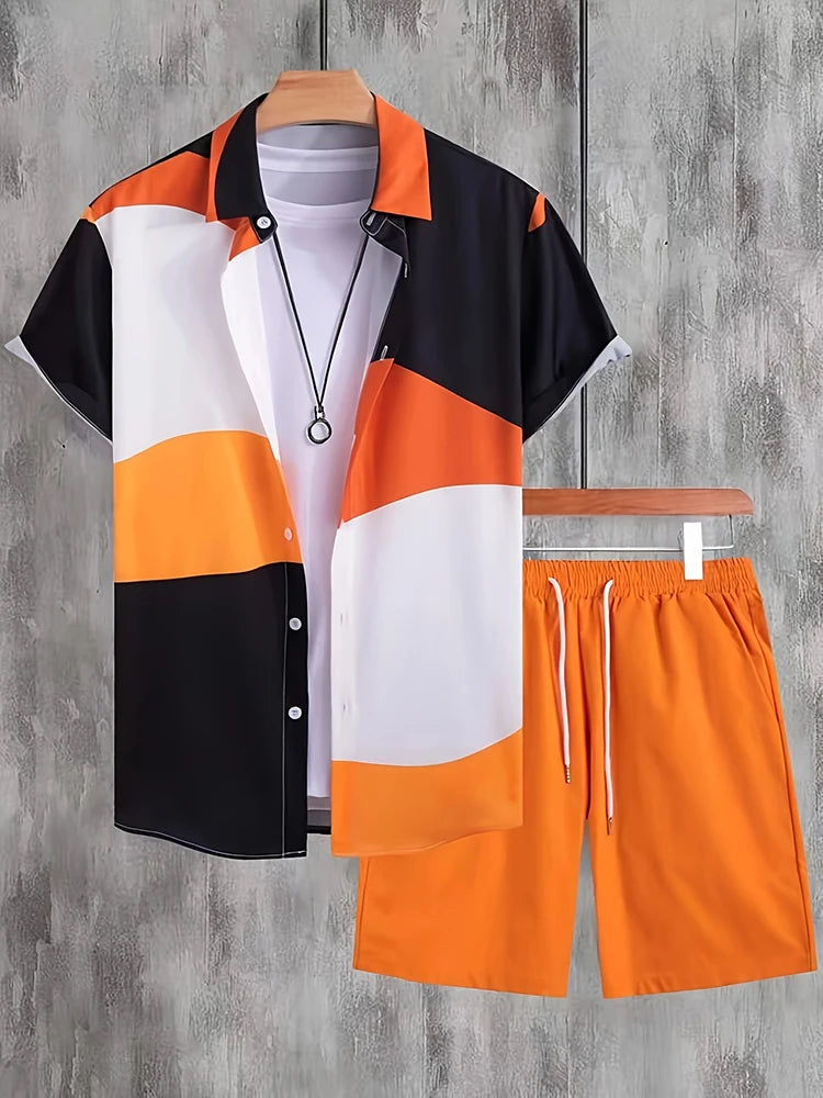 Everyday Short-sleeved Shirt And Sports Shorts Set
