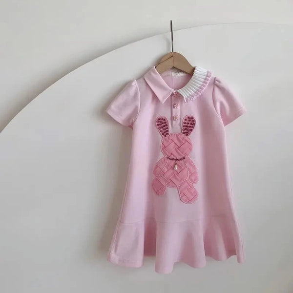 Summer Pink Polo Neck Princess Dress