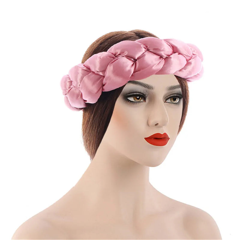 Exaggerated Satin Braid Headband for Women