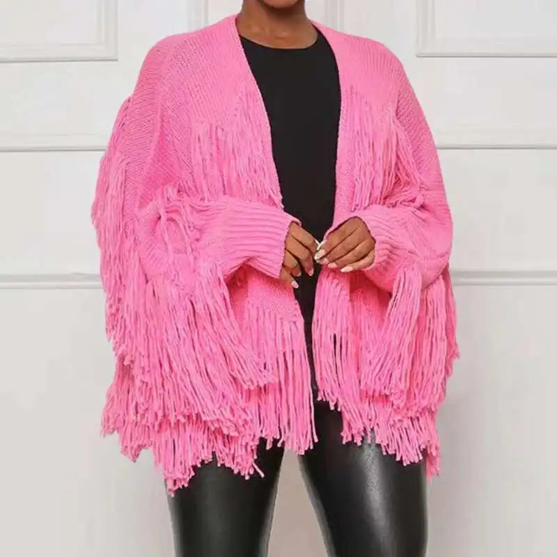 Casual Knitted Cardigan Tassel Sweater