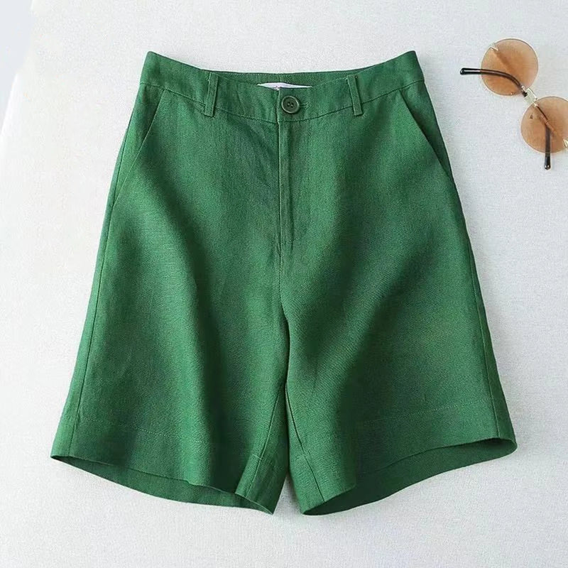 summer Cotton linen tall waist wide leg pants