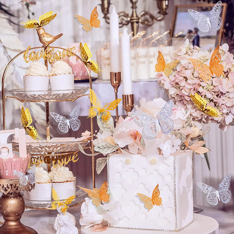 12Pcs Hollow Butterfly Creative Wall Sticker