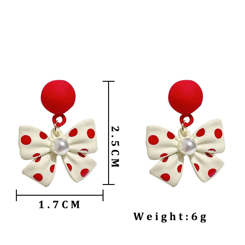Cute Pearl Bowknot Drop Earrings
