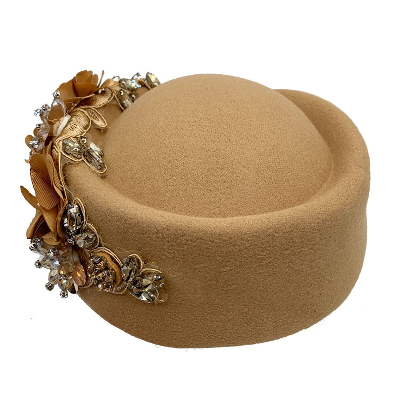 Church Fascinator With Flower Ladies Soft Beret Caps