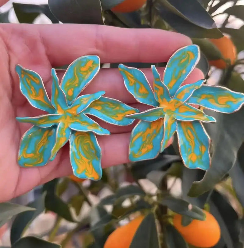 Sweet Temperament Wave Dot Leaf Flower Earrings