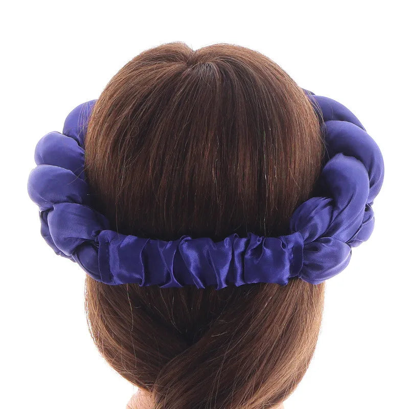 Exaggerated Satin Braid Headband for Women