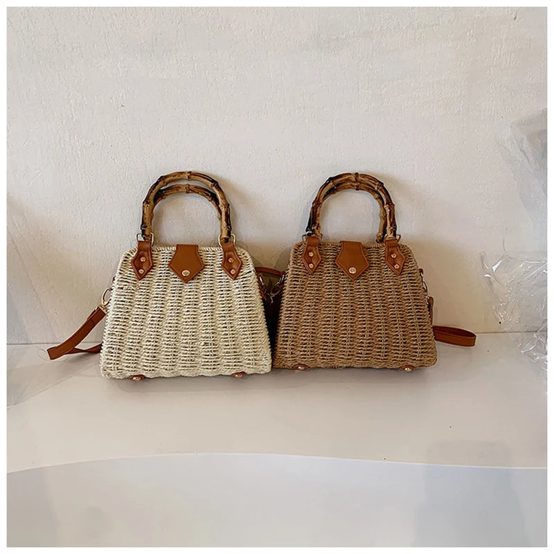 Summer Exquisite Bamboo Straw Woven Shoulder Bag