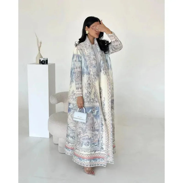 Abaya Vintage Printed Cardigan Design Loose Large Size