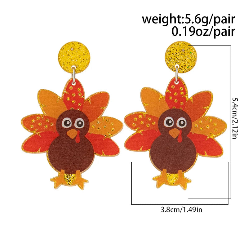 Charming Round Turkey Tail Wings Hat Earrings