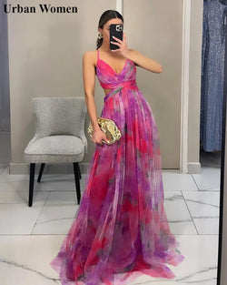 Elegant Floral Suspender Long Dress