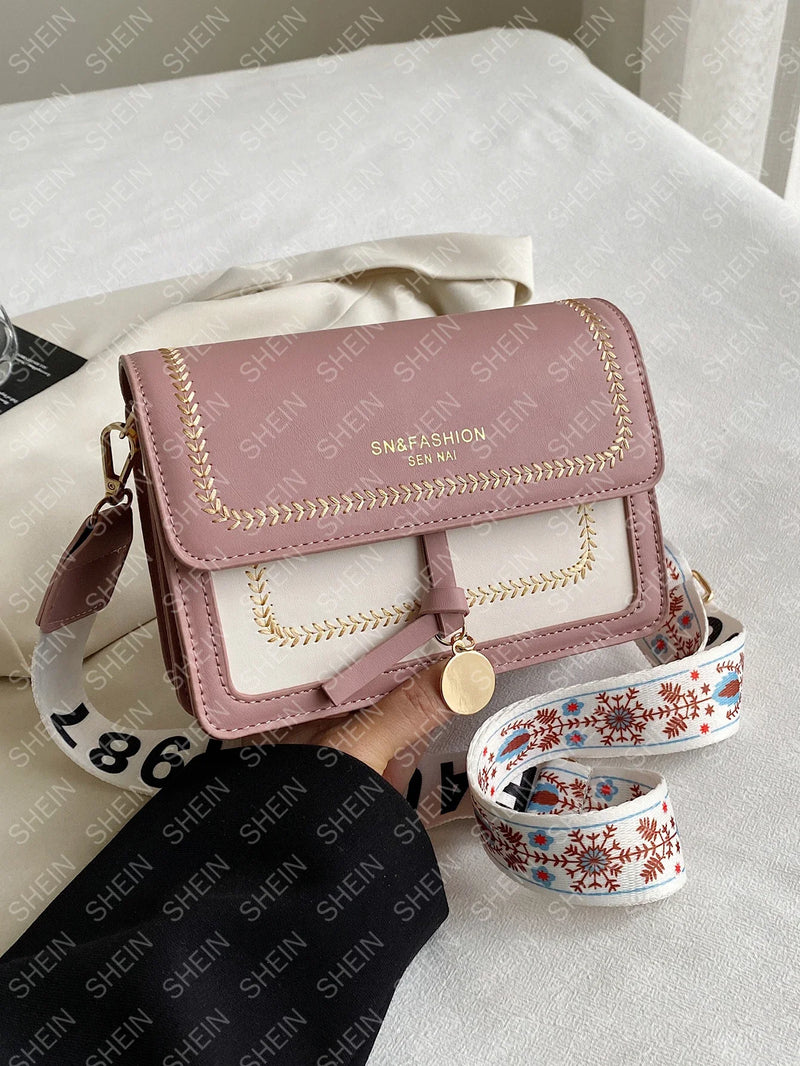 Crossbody Square Bag with Wide Shoulder Strap