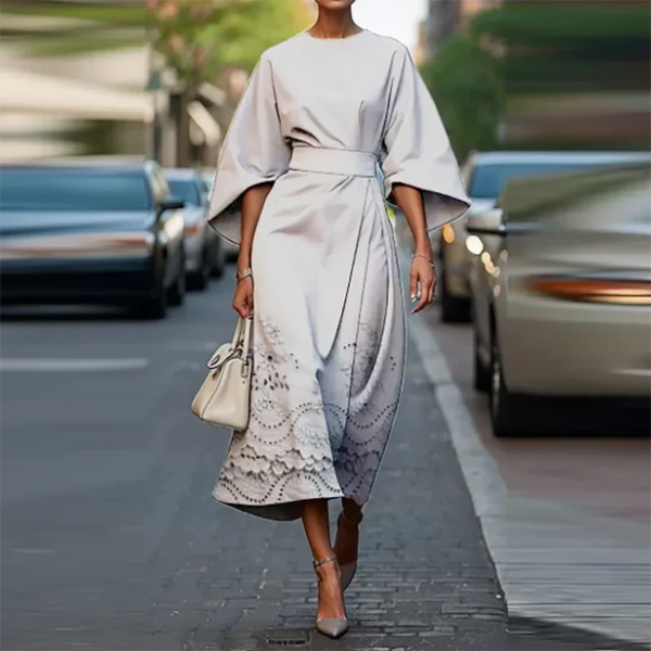 Elegant O-neck Half Sleeved Bohemian Vintage Dress