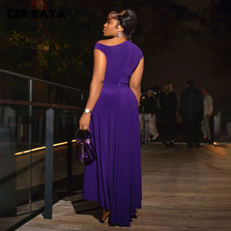 Ruched Sleeveless High Side Split Maxi Dress
