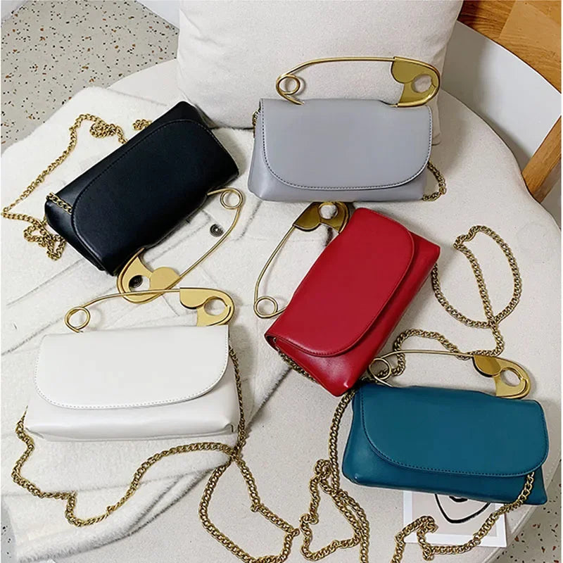 CAMINA Leather Chains flap Shoulder Bag