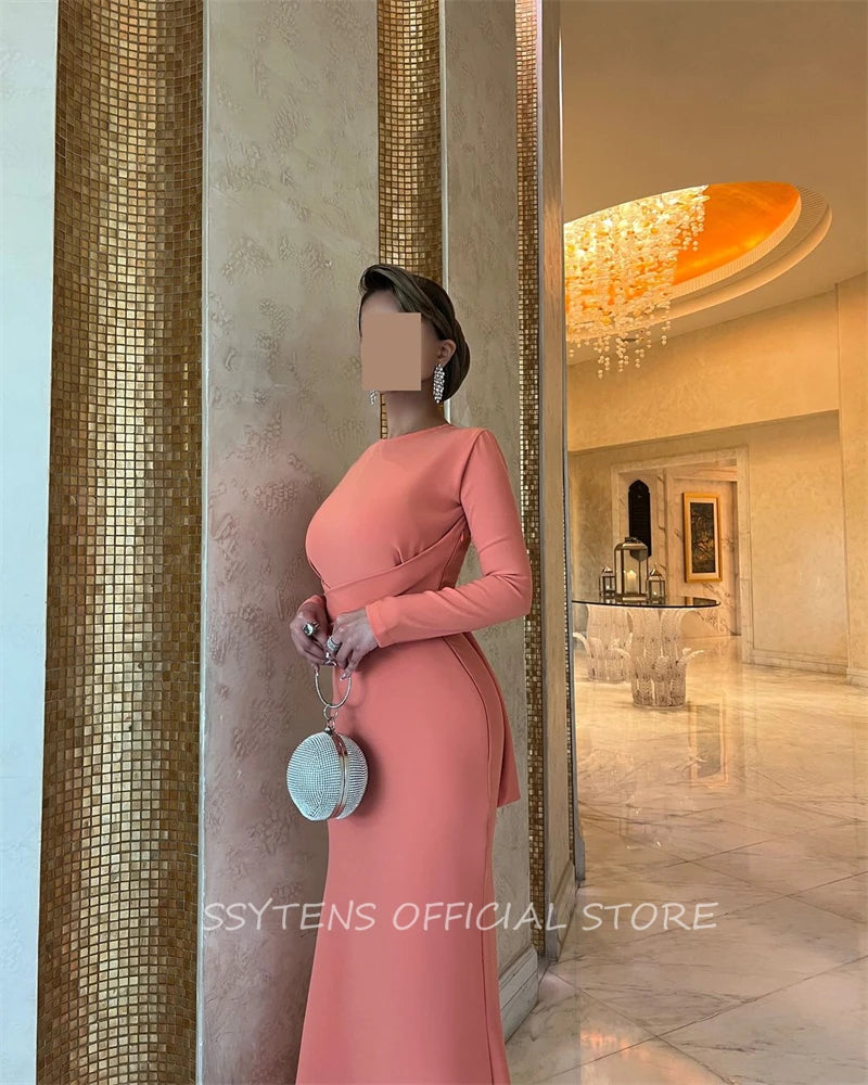 CAMINA Satin Long Sleeve Dress