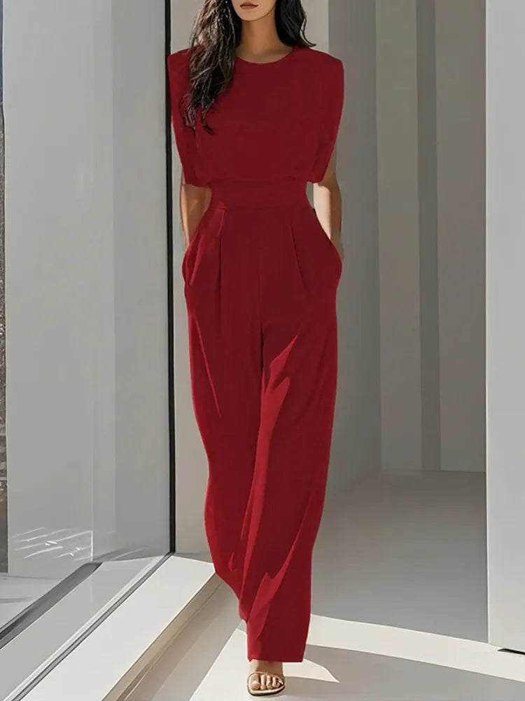 Summer Sleeveless Loose Pleated High Waist Urban Jumpsuits