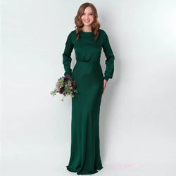 Silk Long Bridesmaid Sleeves Dress