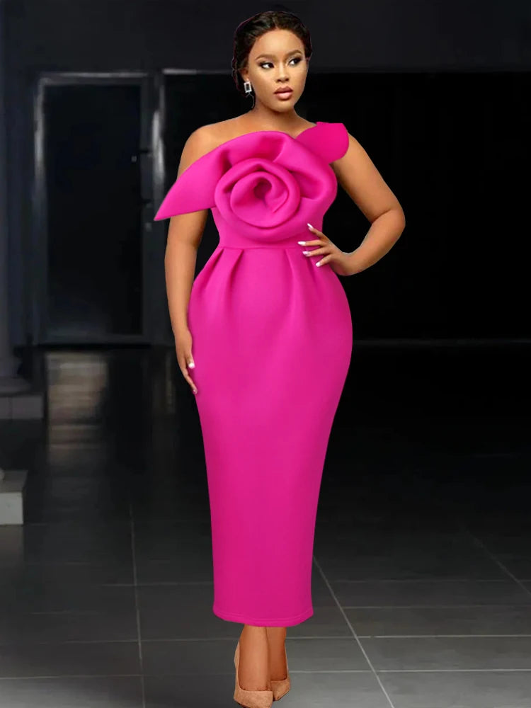 Elegant Sexy One Strap Big Flower Gowns