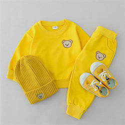 2PCS Little Bear Head Round Neck Long Sleeve Pants