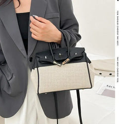 Vintage Lock Zipper Shoulder Purse Lightweight Handbag‌