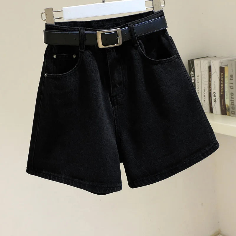 Denim shorts high waist loose wide Legs