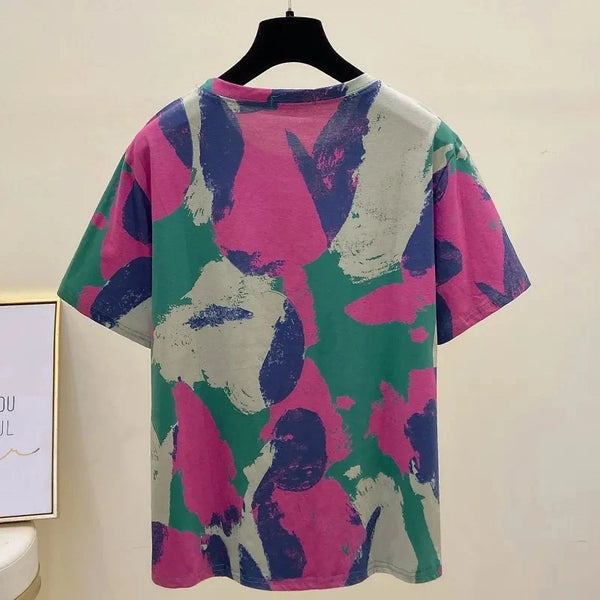 Tie Dye Vintage O-Neck Short Sleeve T-Shirt