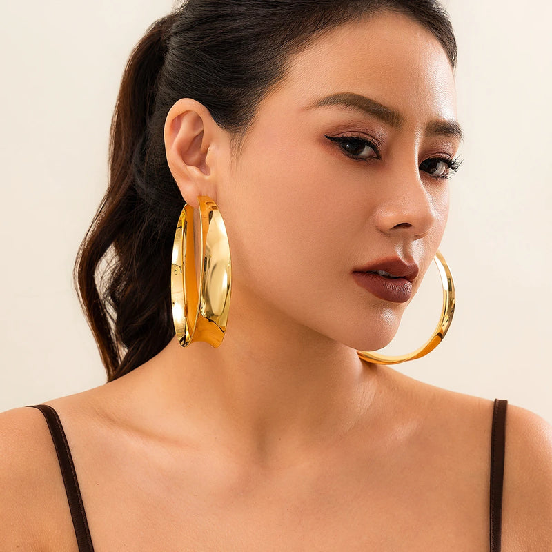 Big Hollow Out Round Hoop Earrings