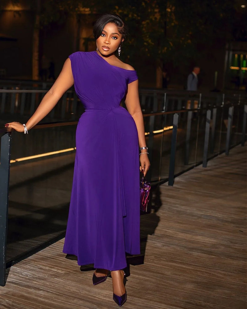 Ruched Sleeveless High Side Split Maxi Dress