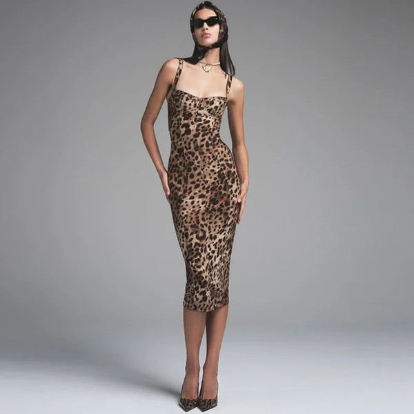 Sexy Leopard Print Sleeveless Slim Fit Mini Dress