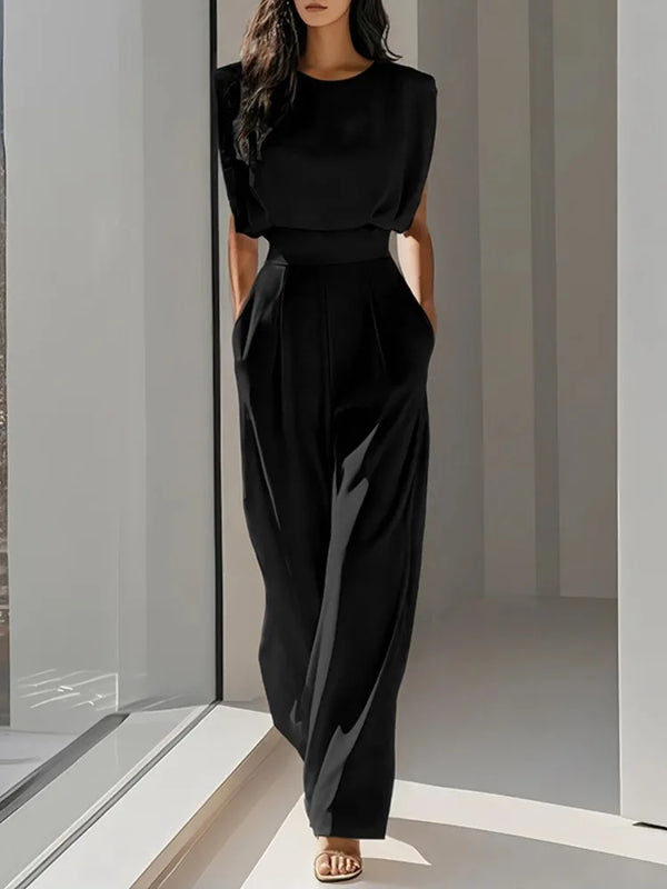 Summer Sleeveless Loose Pleated High Waist Urban Jumpsuits